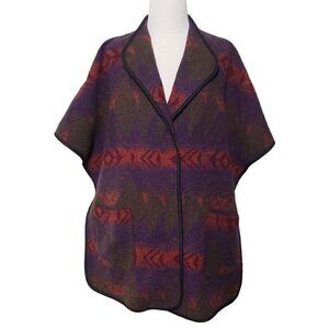 Forever 21 Aztec Poncho Oversized Boho Southwestern Multicolor Womens Medium